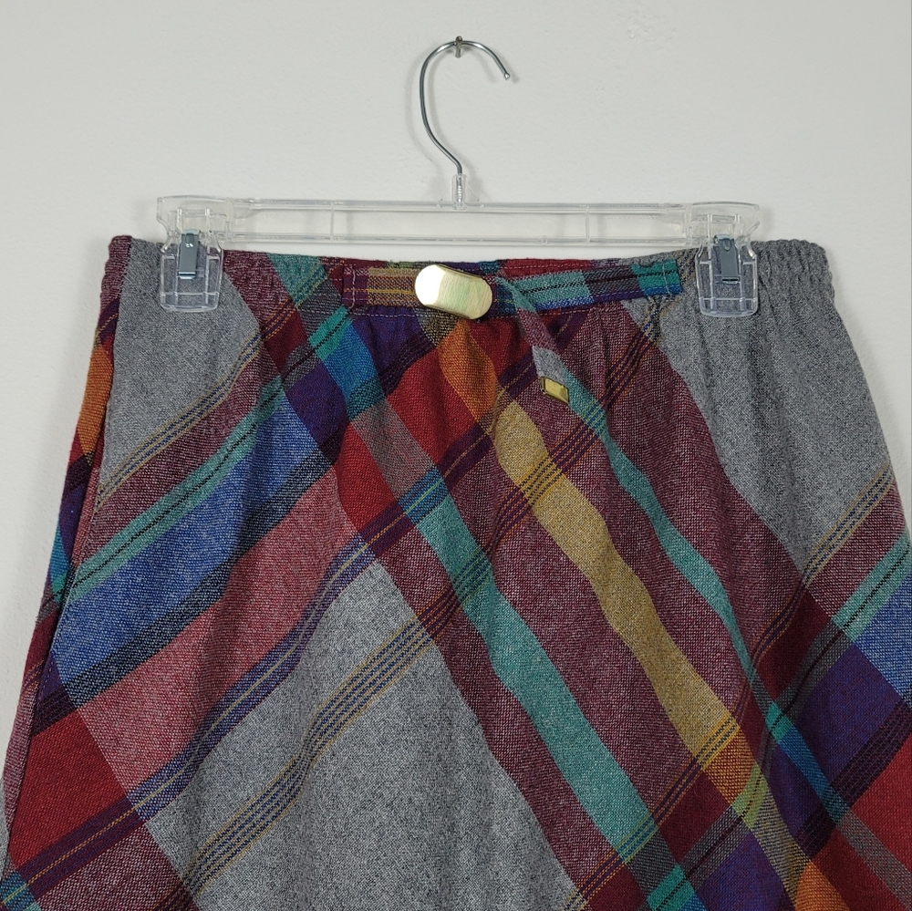 Vintage Wool Blend A line skirt large plaid print Fits Size 10 - Picture 3 of 4
